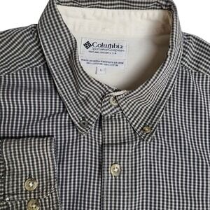 Columbia Sportswear Men's‎ Large Button Down Long Sleeve Gingham Shirt Black Tan